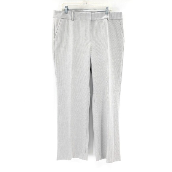Talbots Newport Gray Striped  Ankle Mid Waist Trouser Leg Pant Size 16 38"x32.5" - Picture 1 of 10